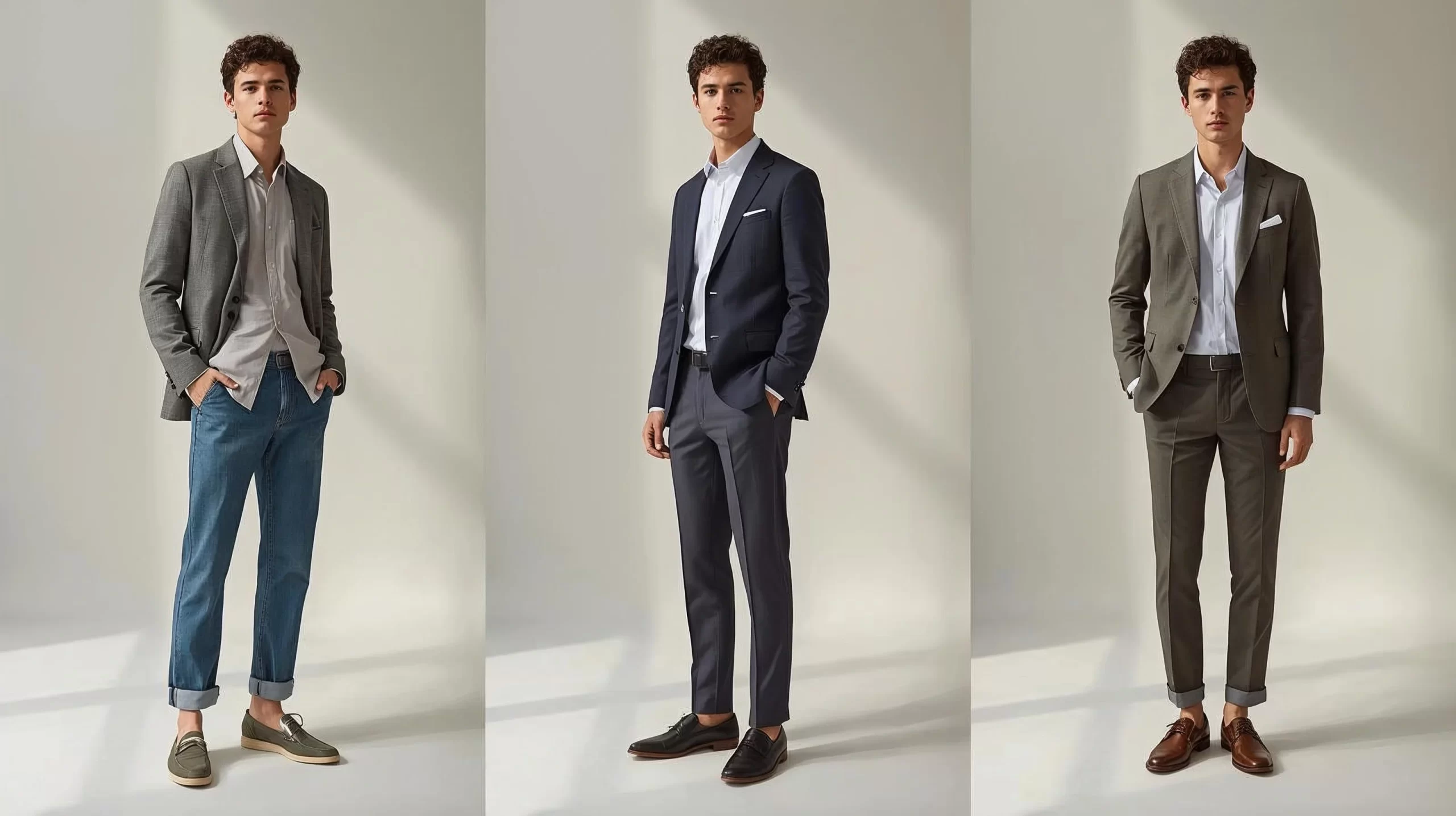 Versatility of tailored blazers styled from casual to formal looks in a modern menswear wardrobe